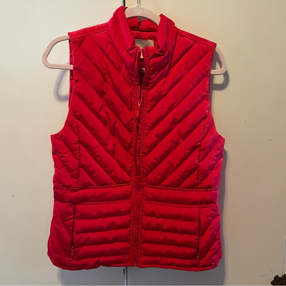 LOFT Bright Red Quilted‎ Puffer Vest in XS